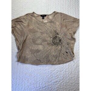 Style & Co Brown Floral Wing Sleeve Vneck Blouse size PP